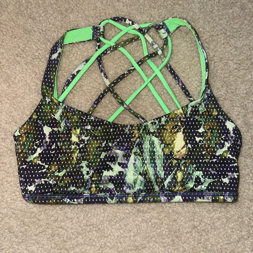 Lululemon Athletica Green and Purple Free to be Wild Sports Bra